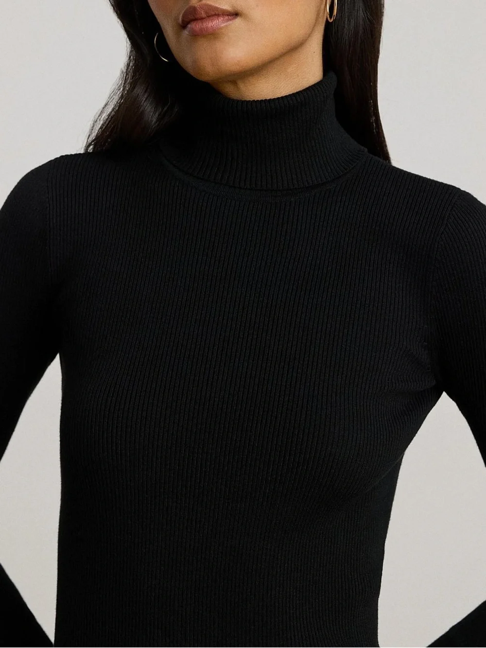 Lauren Ralph Lauren Black Ribbed Turtleneck Sweater 2X Preppy Classic Basic